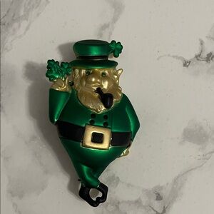 Vintage Signed AJC Leprechaun Brooch St Patricks Day
